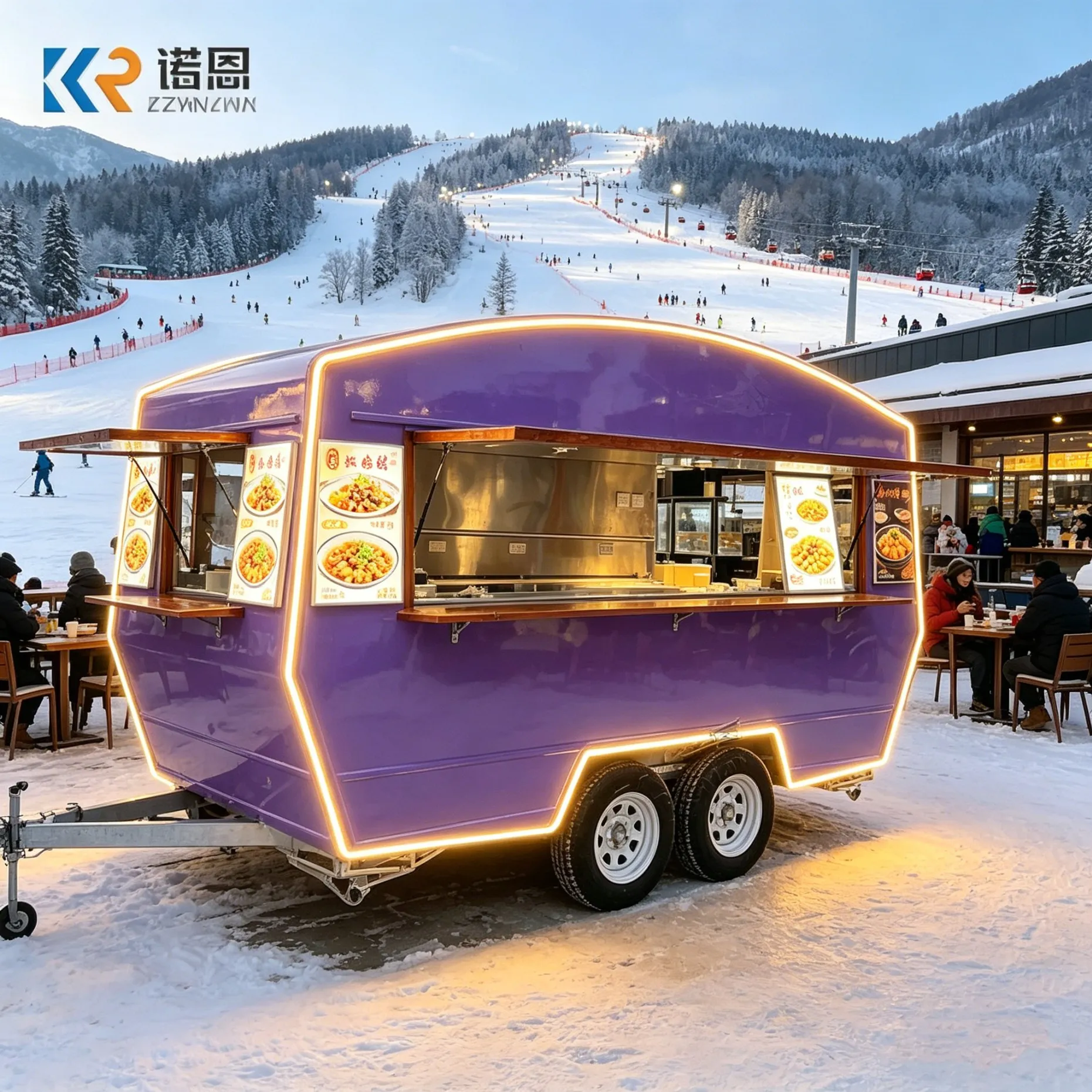 

Customizable Mobile Bookstore Coffee Bar Trailer with Bookshelf Food Truck for Street Food Catering Library Truck