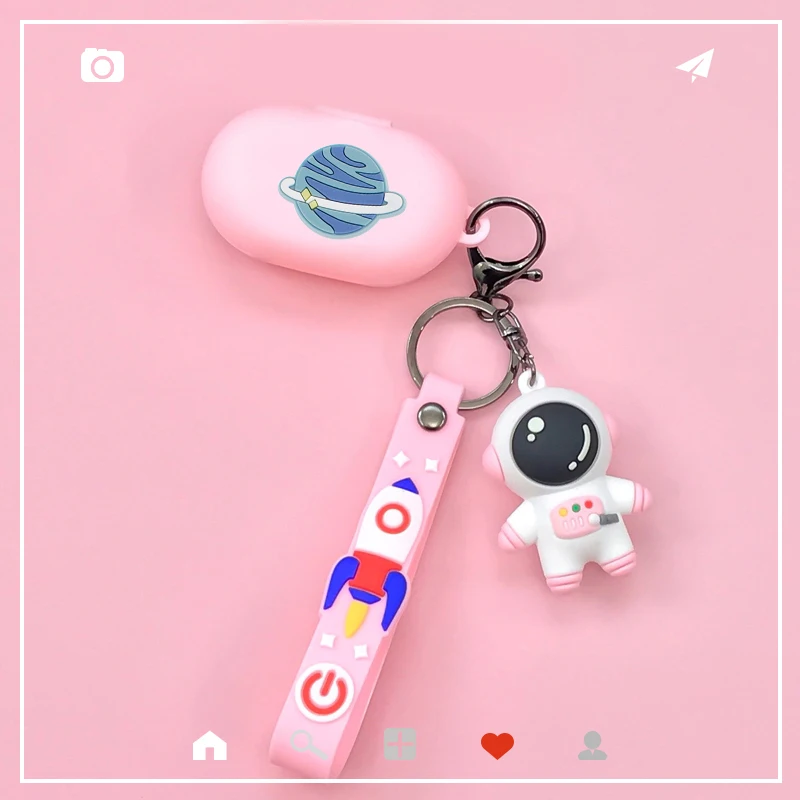 สำหรับ Realme Buds Q2S/Buds Q2/Buds Air 2 Neo การ์ตูนนักบินอวกาศหูฟังซิลิโคนกับจี้กล่องอุปกรณ์เสริม