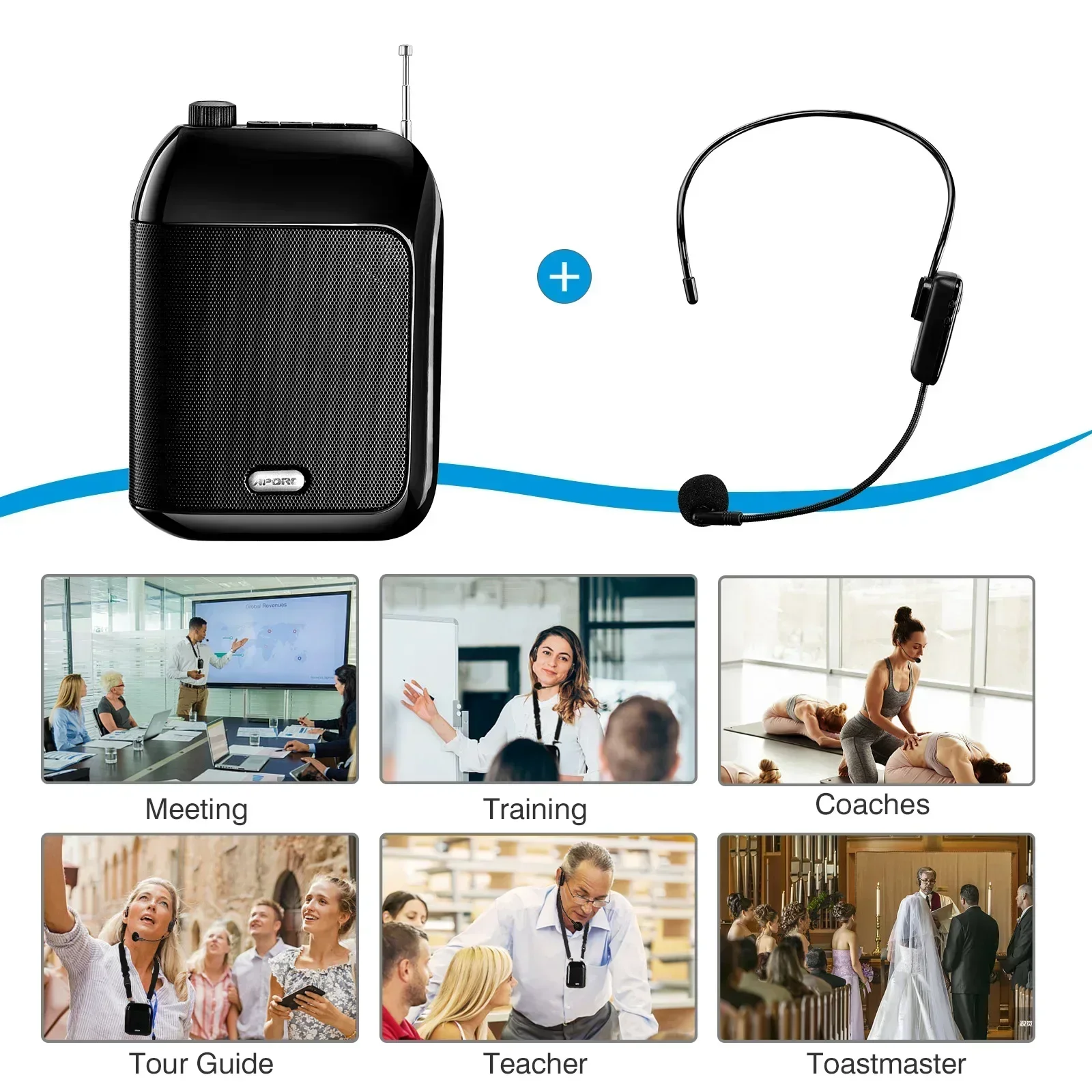 Bluetooth UHF Wireless Voice Amplifier Portable For Teaching Lecture Tour Guide Promotion U-Disk Megaphone Microphone Speaker