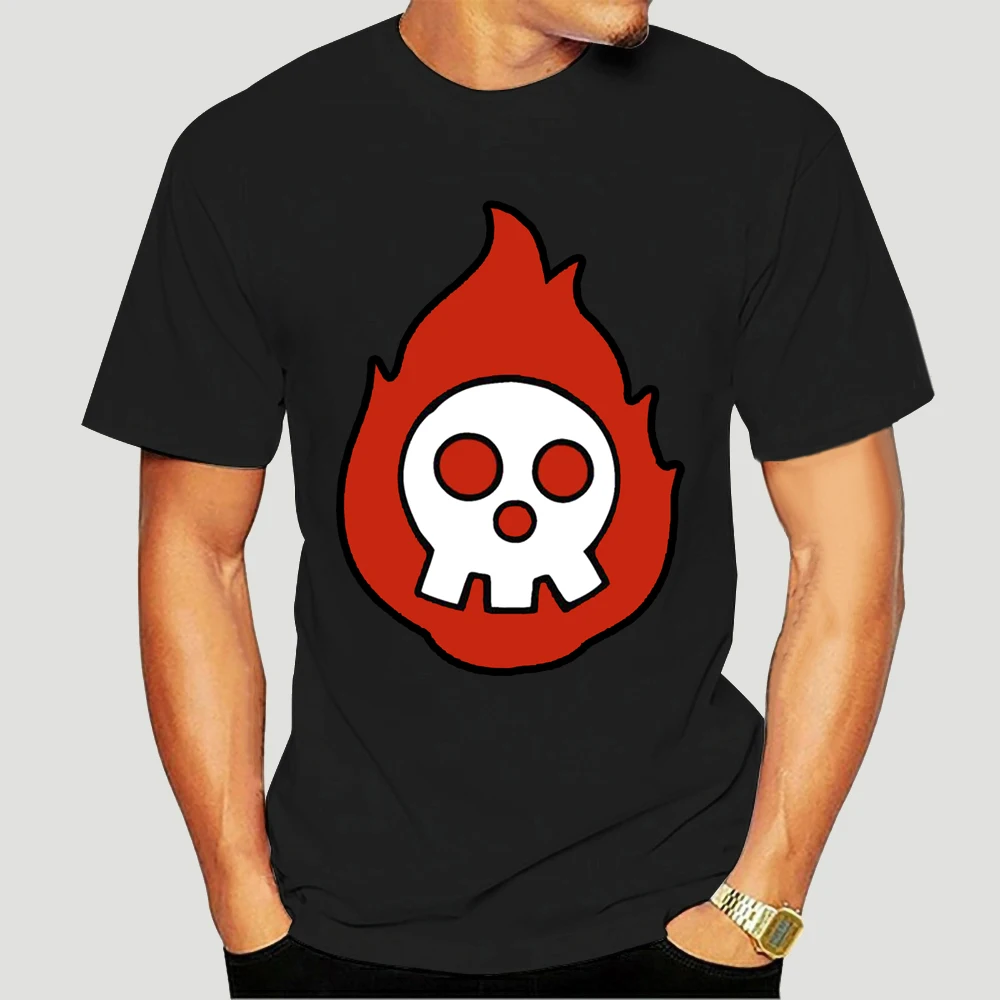 

Fire Force Burning Skull T Shirt Fit Customized Basic Unique Formal O-Neck Cotton Spring Shirt 7084X