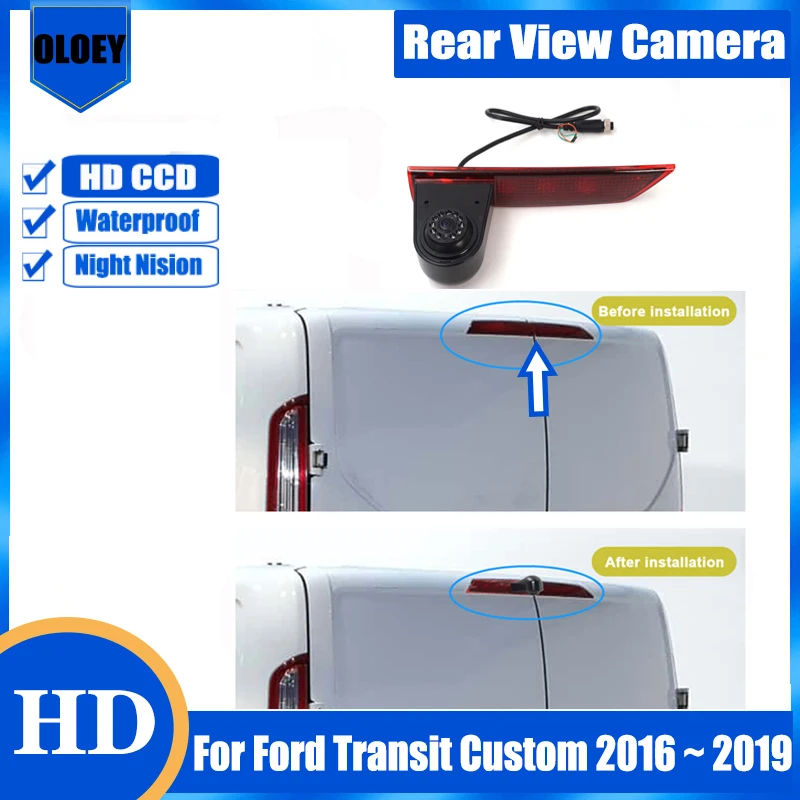 HD Rear View Reverse Camera For Ford Transit Custom 2016 2017 2018 2019 BackUp Parking Brake light Camera