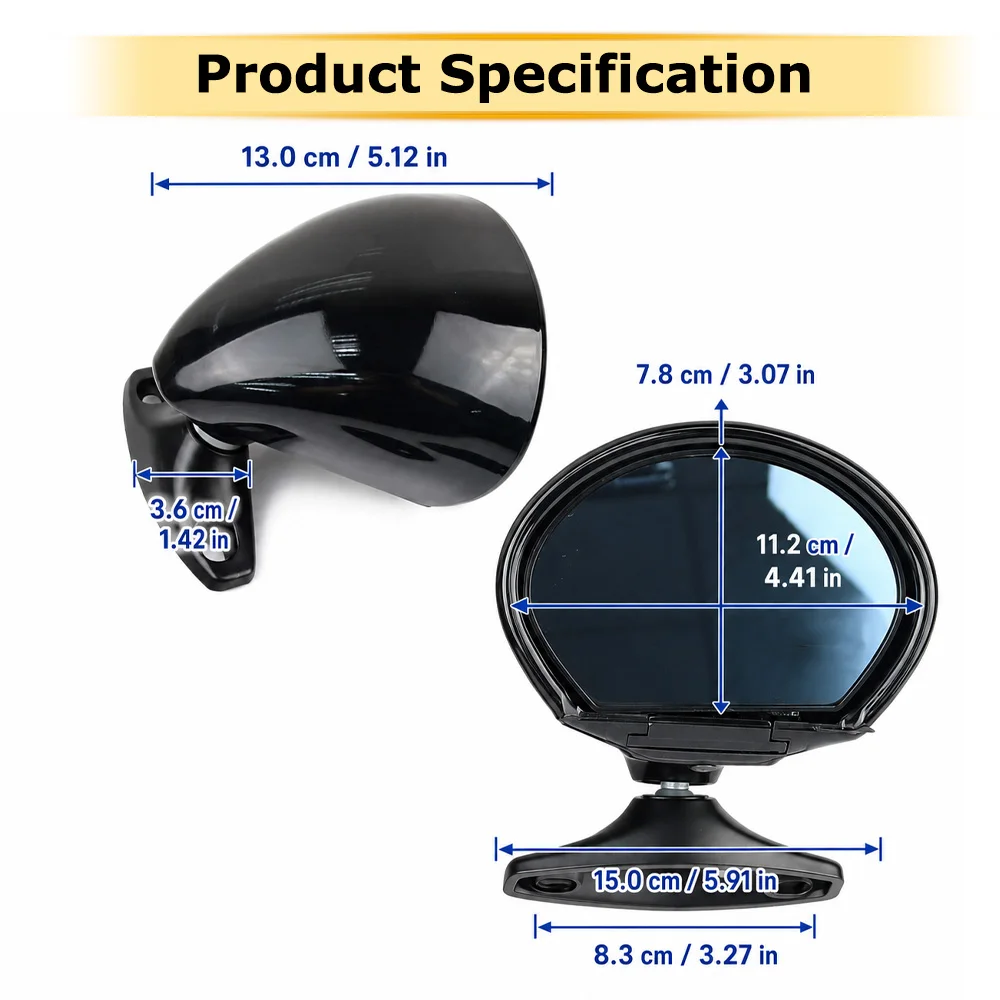 Universal Classic Retro 2Pcs Car Racing Mirrors Side Door Rearview Mirrors For SUVs Trucks Carbon Fiber Black