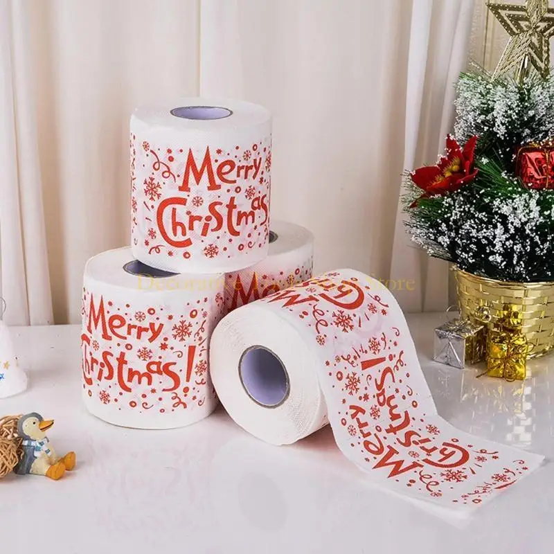 QX2E Christmas Toilet Roll Paper Novelty Santa Tree Bath Tissue Napkin Party