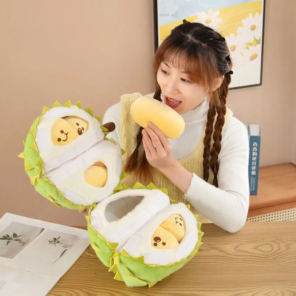 Creative Durian Fruit Shape Plush Toy Detachable 25cm Stuffed Toy Soft Body Pillow Gifts for Children