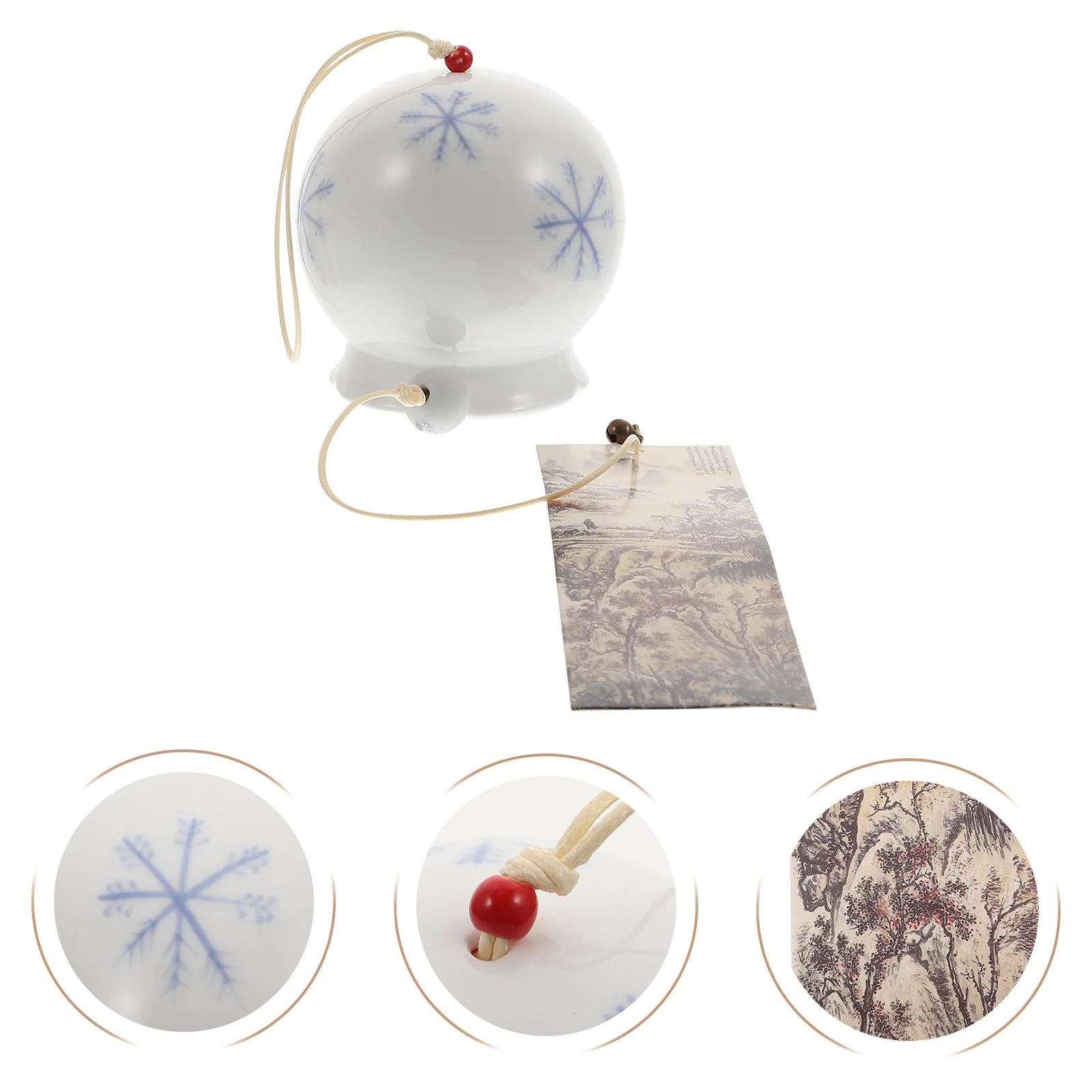 

Ceramic Wind Chime Snowflake Pattern Pendant Hanging Decor Vintage Style Wind Bell for Garden Home Balcony Room Outdoor Use