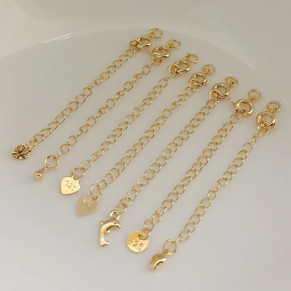 

14K Gold-plated Tail Chain, Extension Chain, End Spring Buckle Jewelry, DIY Bracelet, Necklace Material Accessories