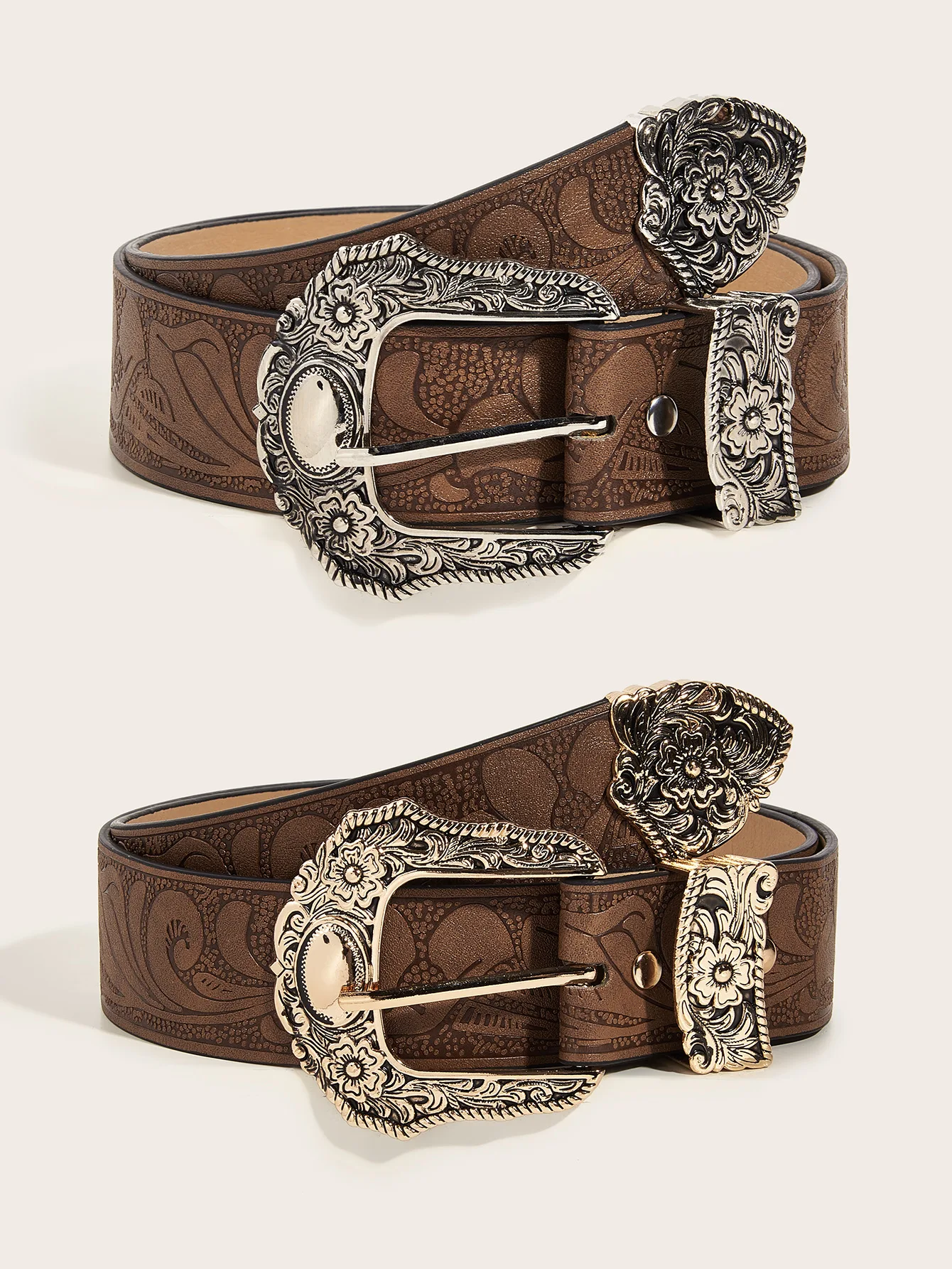 

Vintage Western Design Brown Waist Belt For Pants Jeans Dresses Women PU Leather Belts Ladies Fashion All-Match Pin Buckle Belt