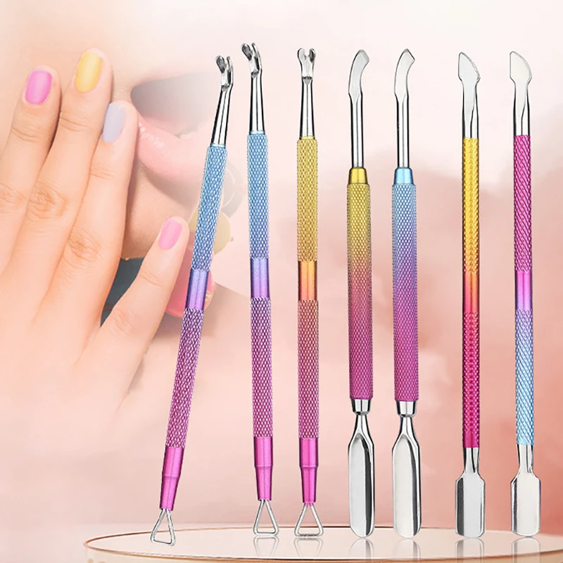 1pcs Double-ended Stainless Steel Cuticle Pusher Nail Dead Skin Push Remover For Pedicure Manicure Nail Art Cleaner Care Tool