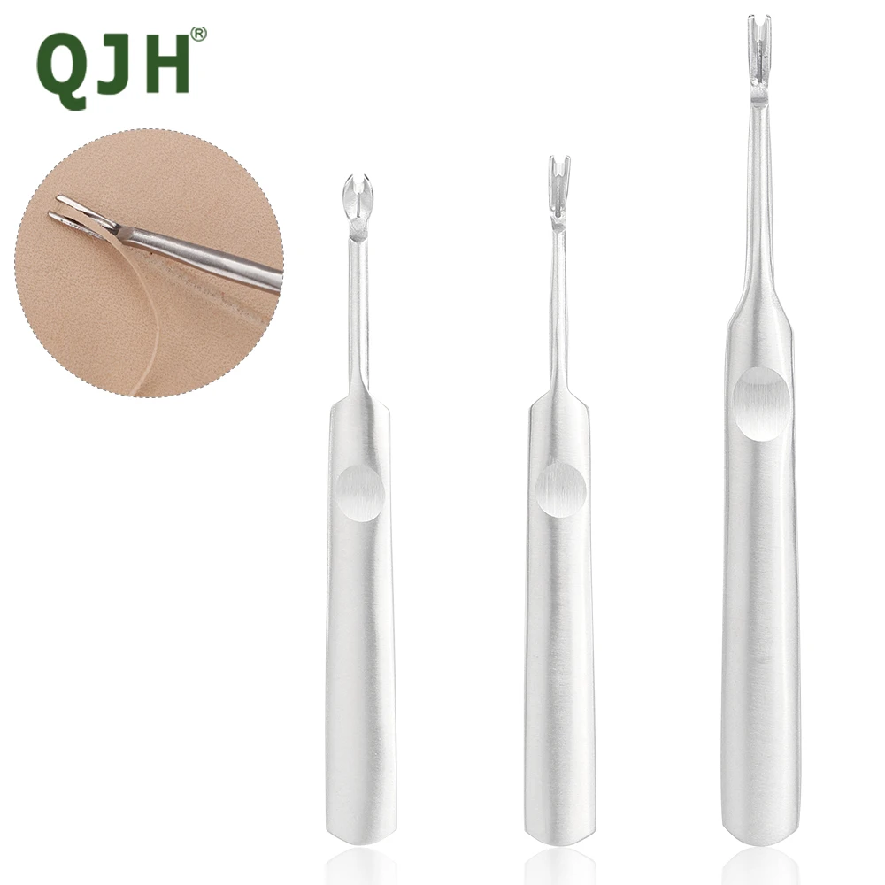 Premium Stainless Steel Leather Crafting Slot Tool Set - Groover, V & U Shape Gouge, Edge Skiving Knife, DIY Leather Punch Tools