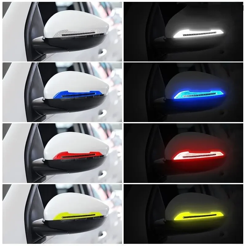 Car Rearview Mirror Stickers Scratches Collision Avoidance Warning Strip Tape Warn On Reflective Traceless Protective Sticker