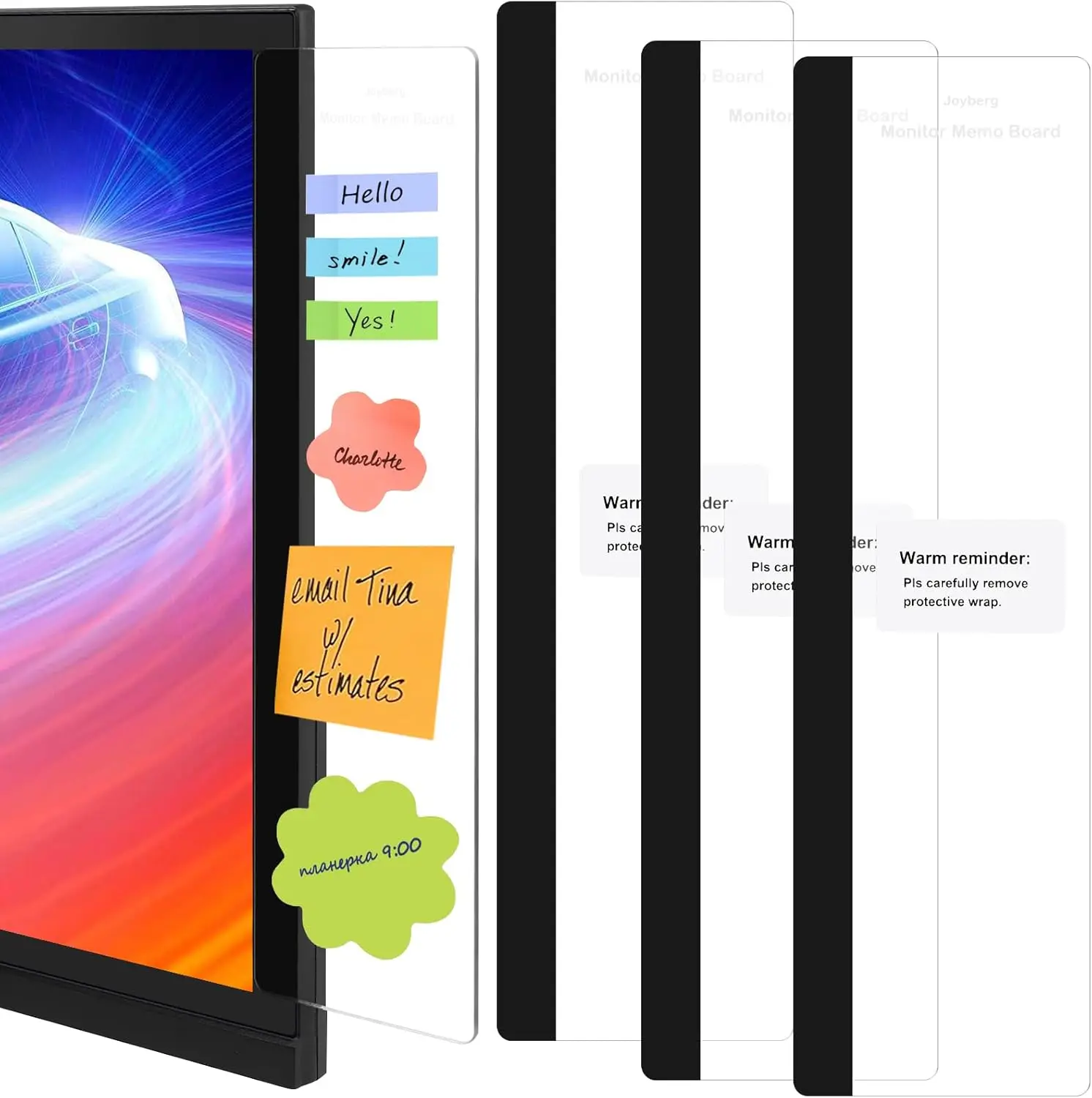 

3PCS Acrylic Monitor Memo Board, Sticky Note Holder for Computer Screen, Office Desk Accessories