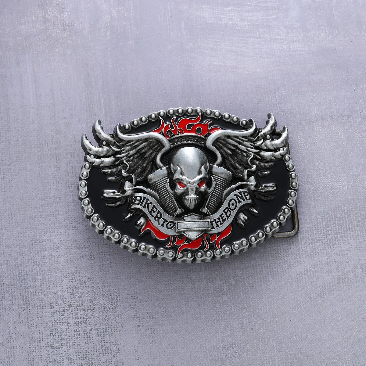 Western Retro Relief Novelty Ghost Fire Alloy with Embossing Fashion Punk Style Smooth Belt Buckle Accessories