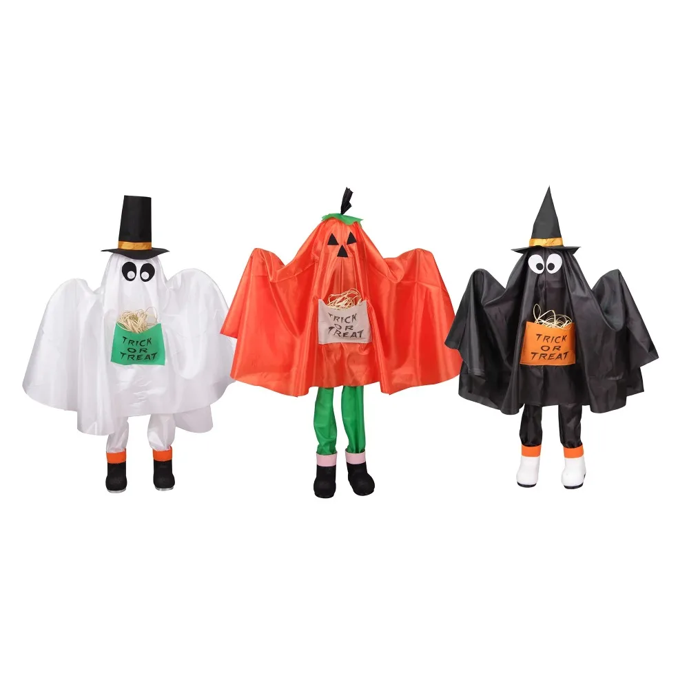 Decoration Halloween Costume Free Shippng Set of 3 Ghost Pumpkin and Bat Standing Halloween Kid Figures Outdoor Accessories Home