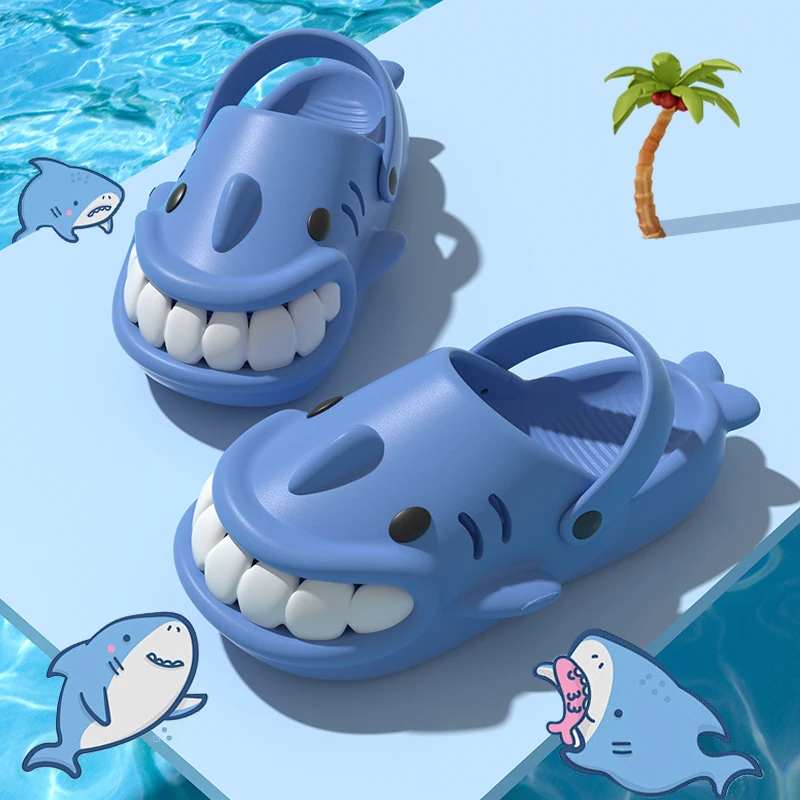 Summer Cartoon Shark Ladies' Home Shoes For Women Slippers Non-slip Cosy Slides Platform Soft Seaside Sandals Outdoor Flip Flops