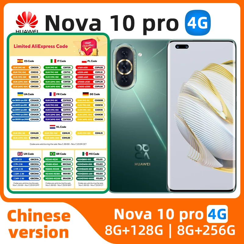 

Мобильный телефон Huawei Nova 10 Pro 4G, 6,78-дюймовый OLED-экран HarmonyOS 2,0, восьмиядерный процессор, 4500 мАч, быстрая зарядка, 100 Вт, смартфон, используемый телефон