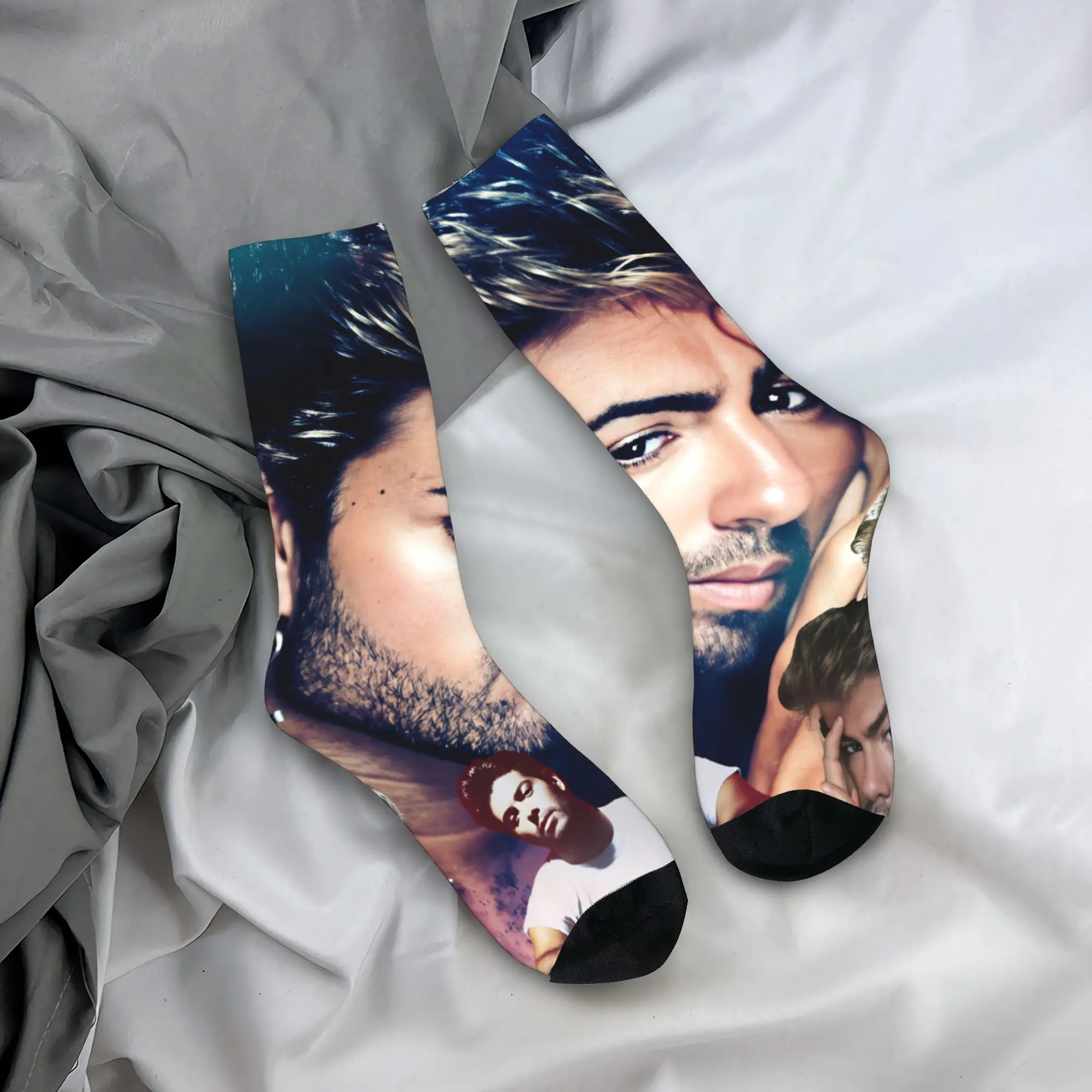 

Музыкальные носки George Michael, зимние носки Harajuku, мужские мягкие носки средней длины, спортивные противоскользящие носки с принтом для бега