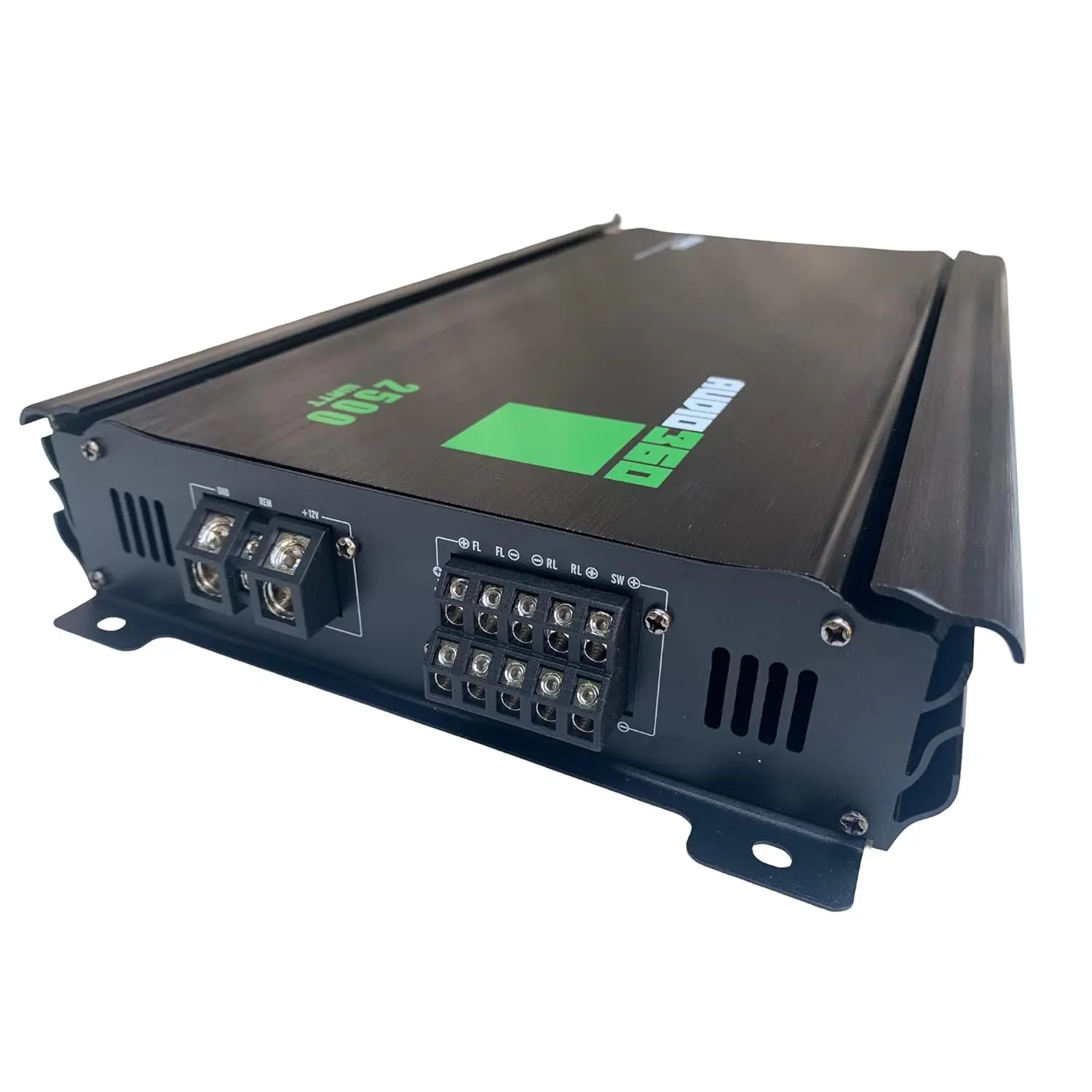 Audio360 AD2500.5 مضخم سيارة 5-Ch، 2500 وات كحد أقصى، فئة AB+D قابل للسرقة، صمامات ثلاثية 30 أمبير، 90 ديسيبل SNR