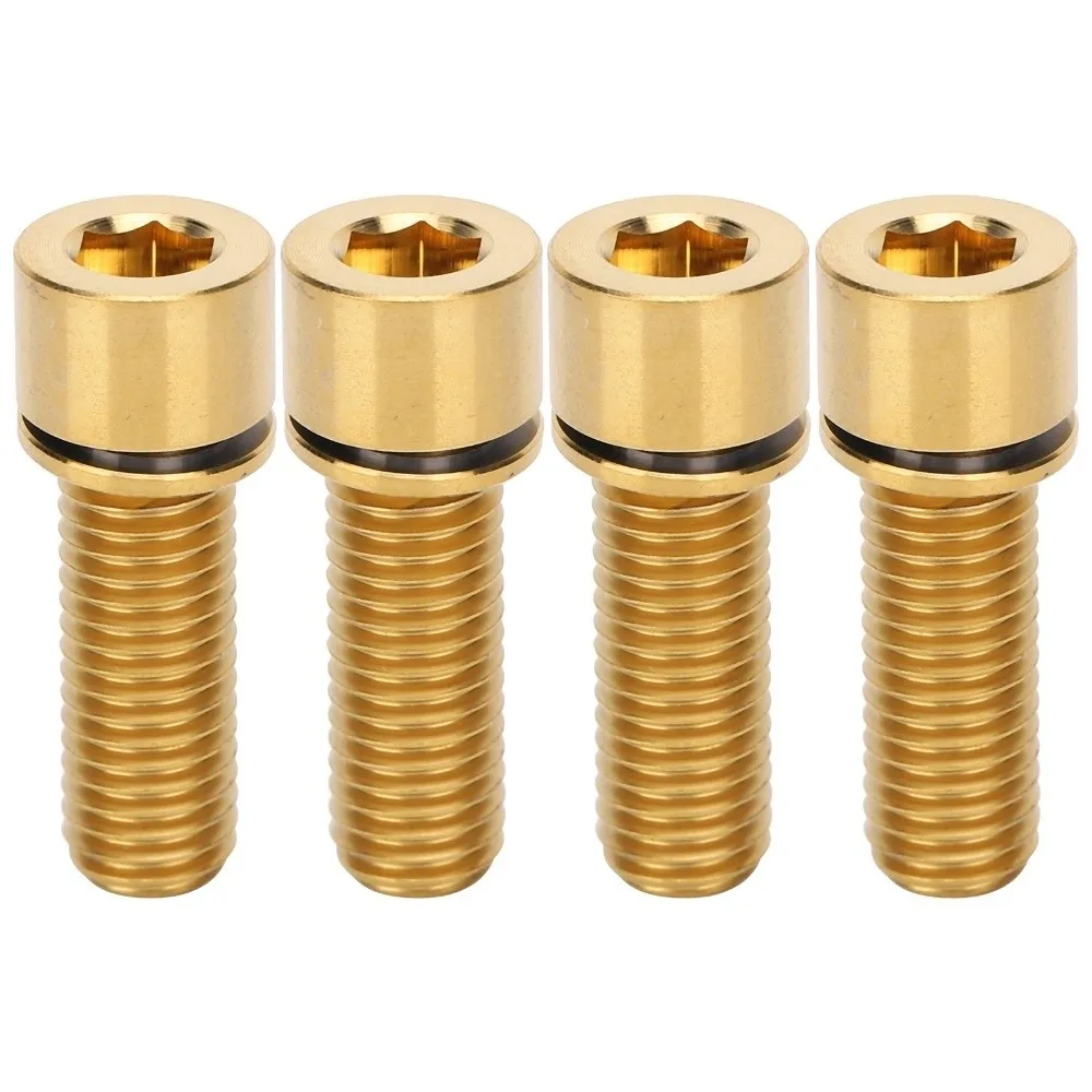 

4Pcs Titanium Alloy Bike Handlebar Stem Bolts Gold/Silver Lightweight Bicycle Stem Screws M7x20mm With Washers