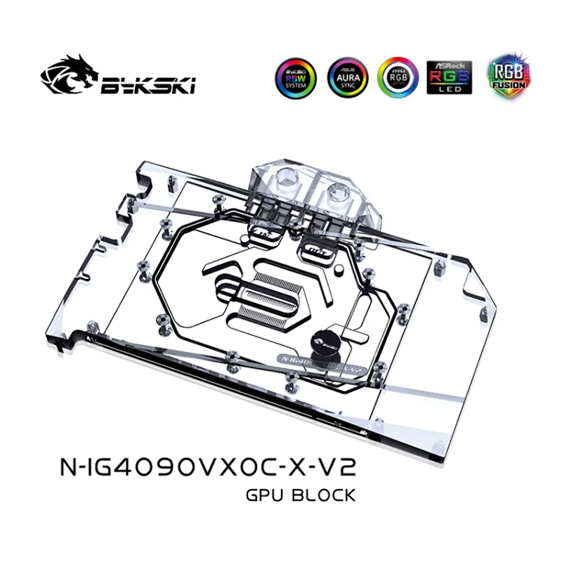 Bykski N-IG4090VXOC-X-V2 Water Block dla Colorful GeForce RTX 4090 Advanced / LAB OC GPU Card Copper Cooling Radiator RGB SYNC