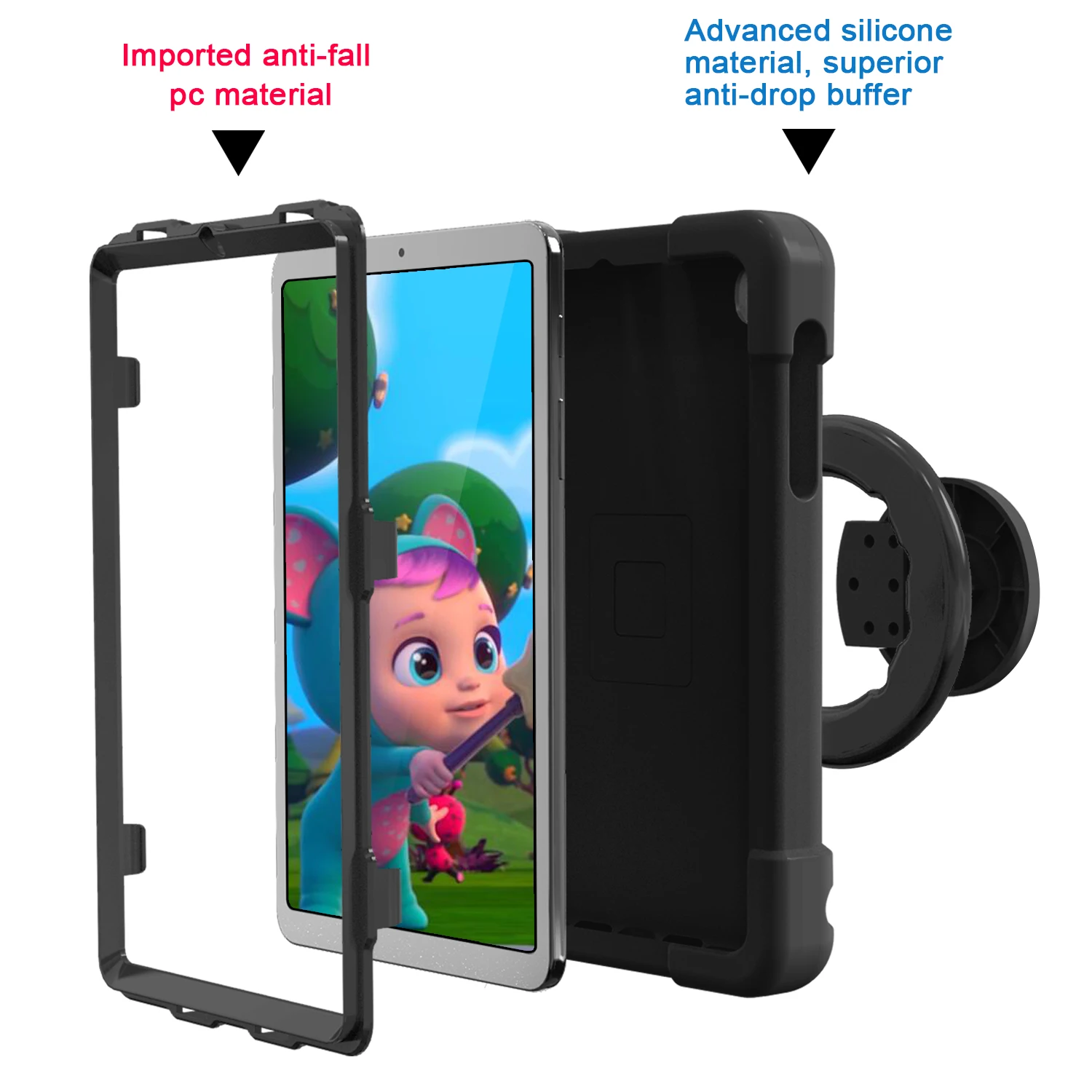 360 Rotation Cas Pour Samsung Galaxy Tab A 8.4 2020 SM-T307 SM-T307U Enfants Funda Stand Cover oligPC Avec Poignée Portable Grip # R