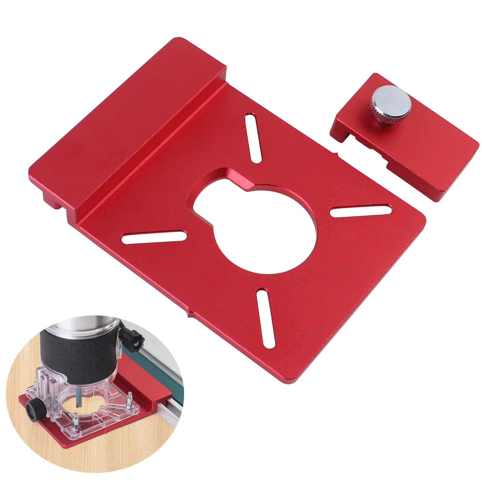 

Track Saw Guide Rail Adapter Aluminum Auxiliary Bracket with Limit Stop Compatible with Most Router For Straight Line Milling