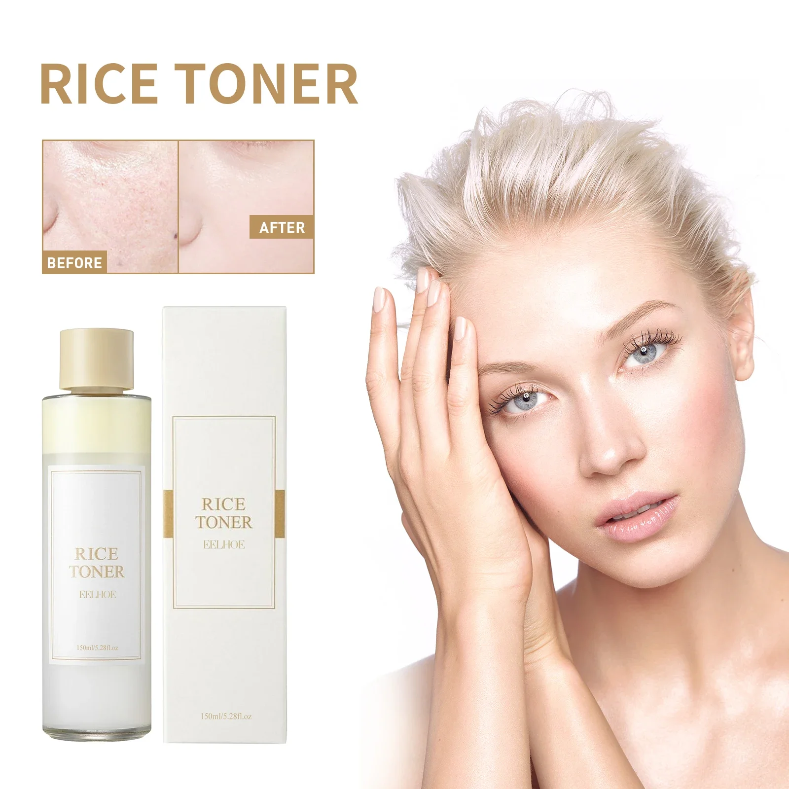 EELHOE Rice Face Toner Moisturizing Water Brightening Lifting 150ml Deep Facial Cleanser For Young Glowy Korean Skin Care