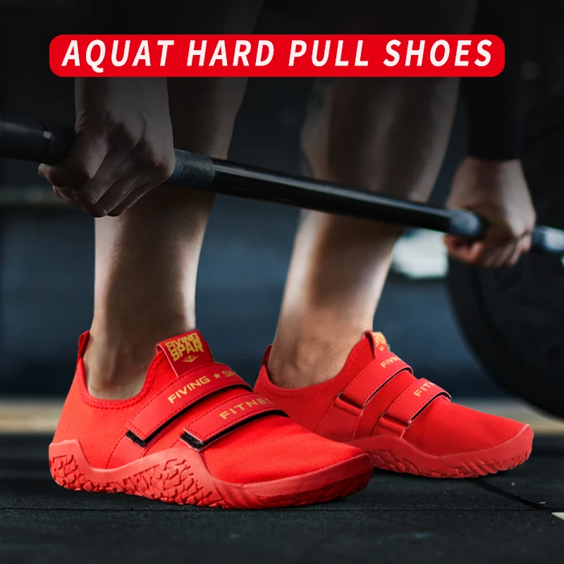 FIVING 2023 New Unisex Squat Hard Pull Shoes Soft Bottom Weight Lifting Shoes Men And Women White Red Sport Shoes Unisex