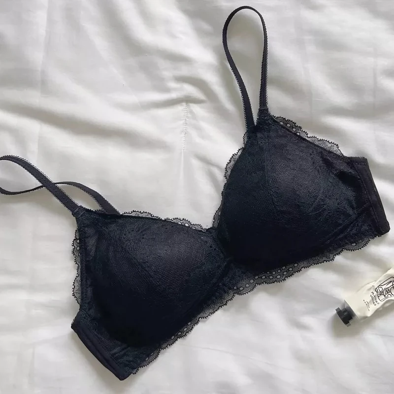 Elegant French Lace Micro Cup Bra Small Bust Ultra Thin Breathable Wirefree Thin Straps Delicate Comfort Womens Underwear