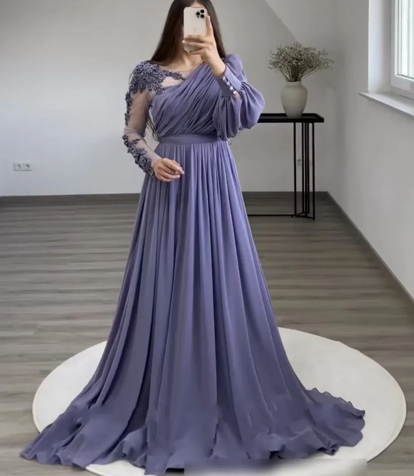 Árabe dubai vestidos de noite das mulheres mangas compridas inchado frisado renda com decote em v dividir formal celebridade vestidos de baile robe de soiree