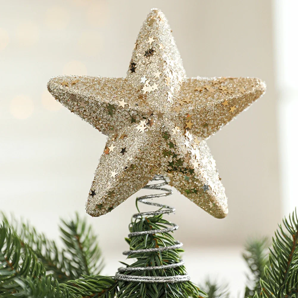 1pcs 18/22CM Glitter Christmas Tree Top Star Merry Christmas Decorations For Home 2024 New Year Natal Noel Xmas Tree Ornaments ﻿