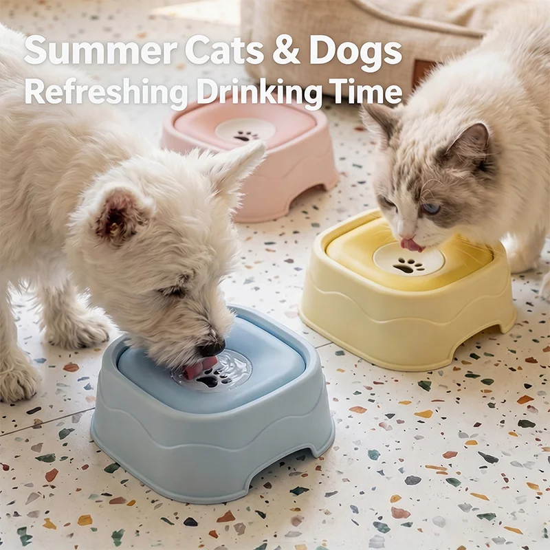 Dog Drinking Water Bowl Floating Non-Wetting Mouth Cat Bowl Without Spill Drinking Water Dispenser Plastic Anti-Over Dog Bowl