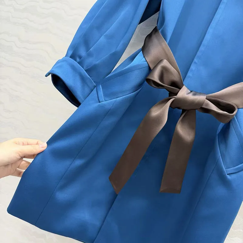 Manteau trench vintage pour femme, col montant, manches longues, mi-long, avec ceinture contrastante, 2026, printemps, nouvelle arrivée, Y2