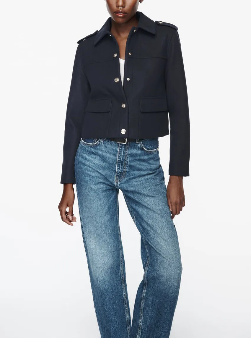 

Spring New Faion Loose Collar Long Sve Retro Gold Button Soft Jaet Outerwear Polyester Fiber 00% Women's ort Coat