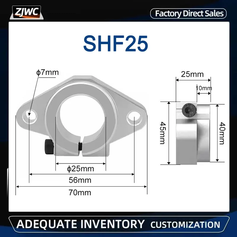 

1PC SHF25 Aluminium Alloy Linear Rod Rail Shaft Support 25mm For CNC Router XYZ Table 3D Printer Parts