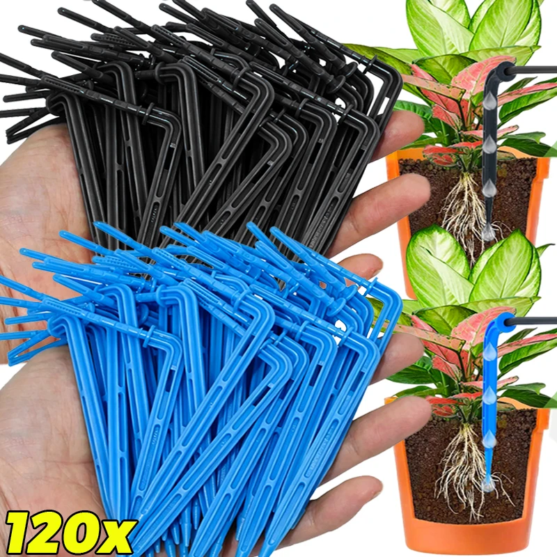 15/120pcs Greenhouse Bend Arrow Dripper Micro Drip Irrigation Kit Emitters for 4/7mm Hose Garden Watering Saving Sprinklers