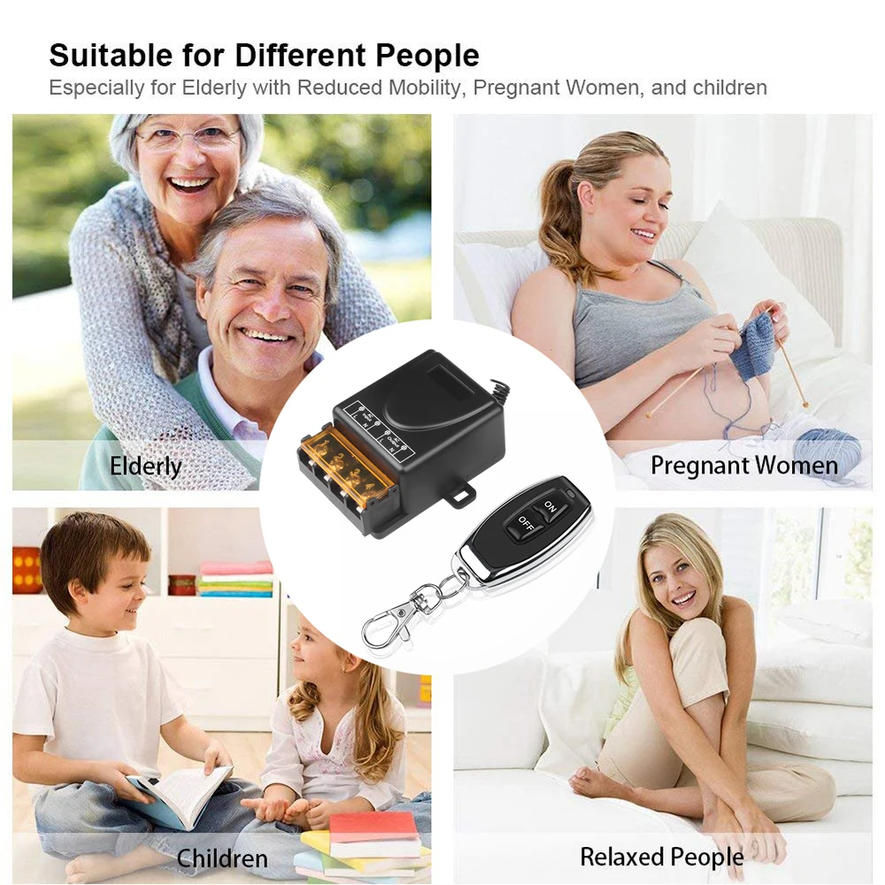 433 Mhz Universal Wireless RF Remote Control Switch Transmitter Receiver with AC 110V 240V 30A Relay for Smart Home Office