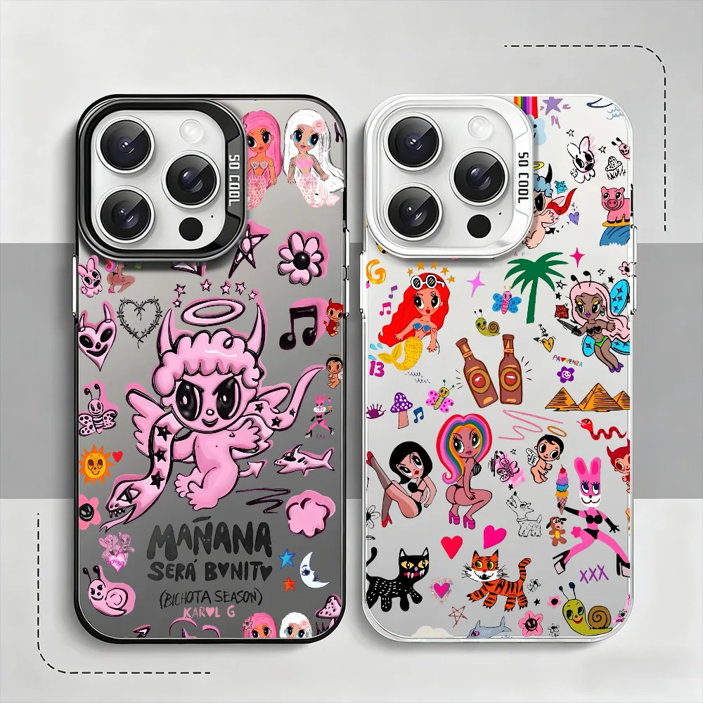 Cantante K-KAROL G Tropicoqueta Cassa Del Telefono Per IPhone 12 11 13 14 15 16 17Max Pro Plus Mini Protettiva IMD Copertura di Colore