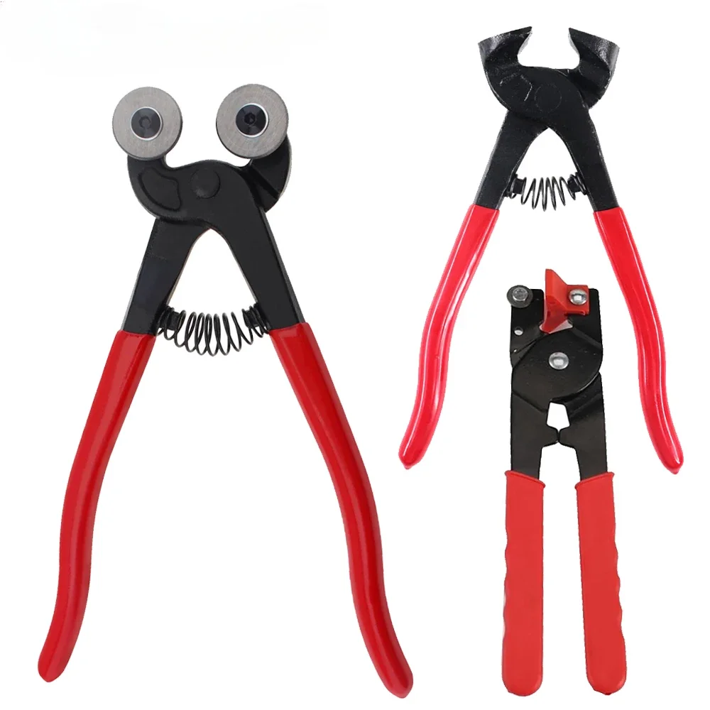 

Glass Tile Mosaic Nippers Heavy Duty Double Round Wheel Flat Nose Trimming Clamp Pliers Ceramics Cutting Tongs Tools