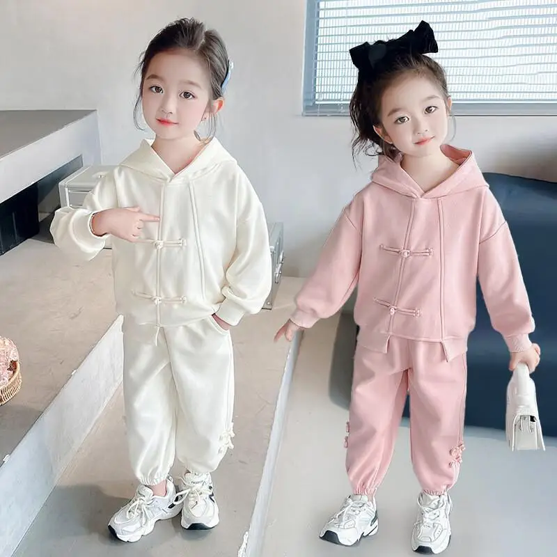 

Hot Girl Sportswear Two-Piece Set Spring Autumn Hoodie Coat Pants Tops Sweatpants Child Kawaii Fashion New Style Casual Clothing