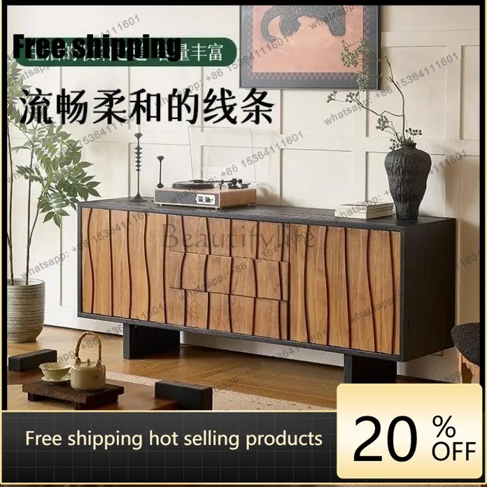 LD French retro living room solid wood dining side cabinet Middle antique living room storage cabinet