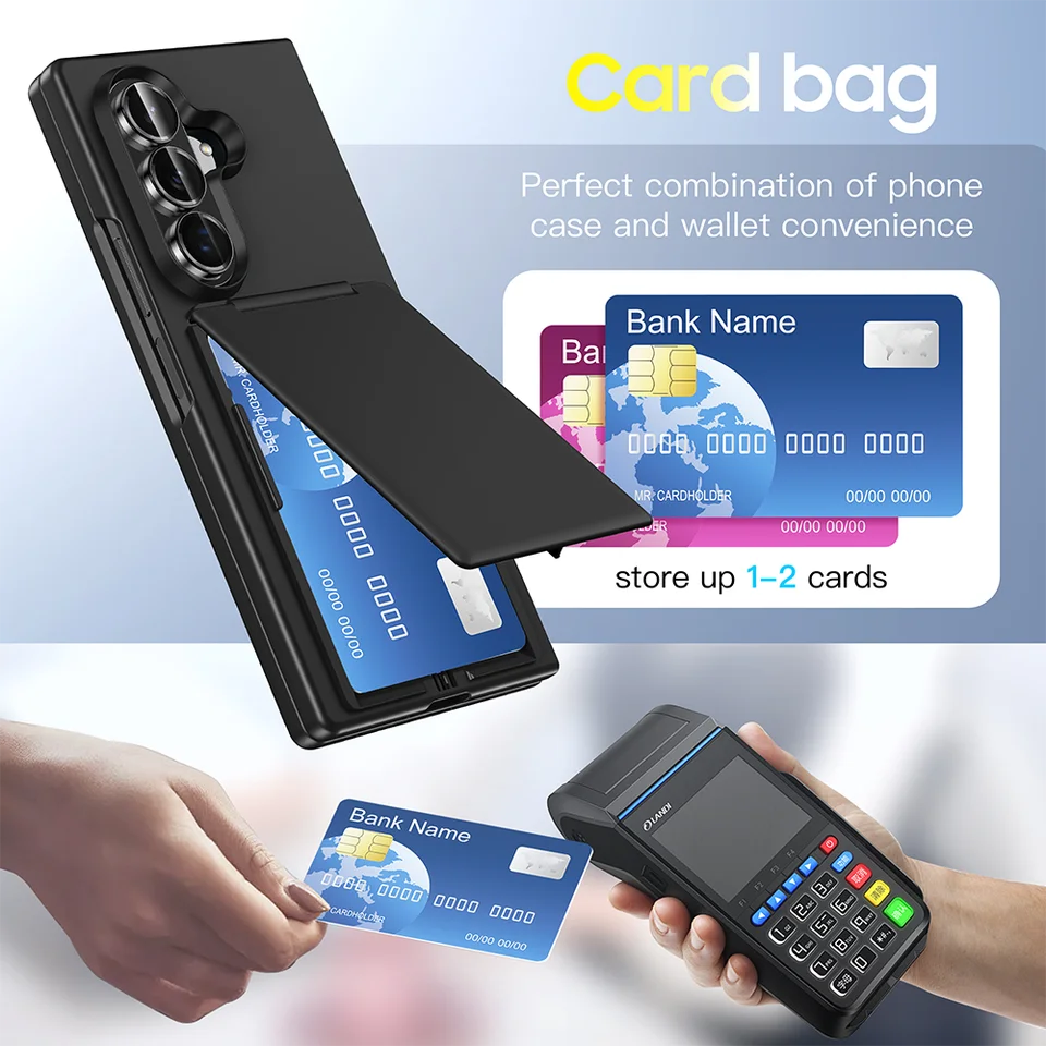 Funda ultra delgada mate para Samsung Galaxy Z Fold 8 Ultra 7 6 5 con ranura para tarjeta de identificación y banco, cubierta dura de PC 4