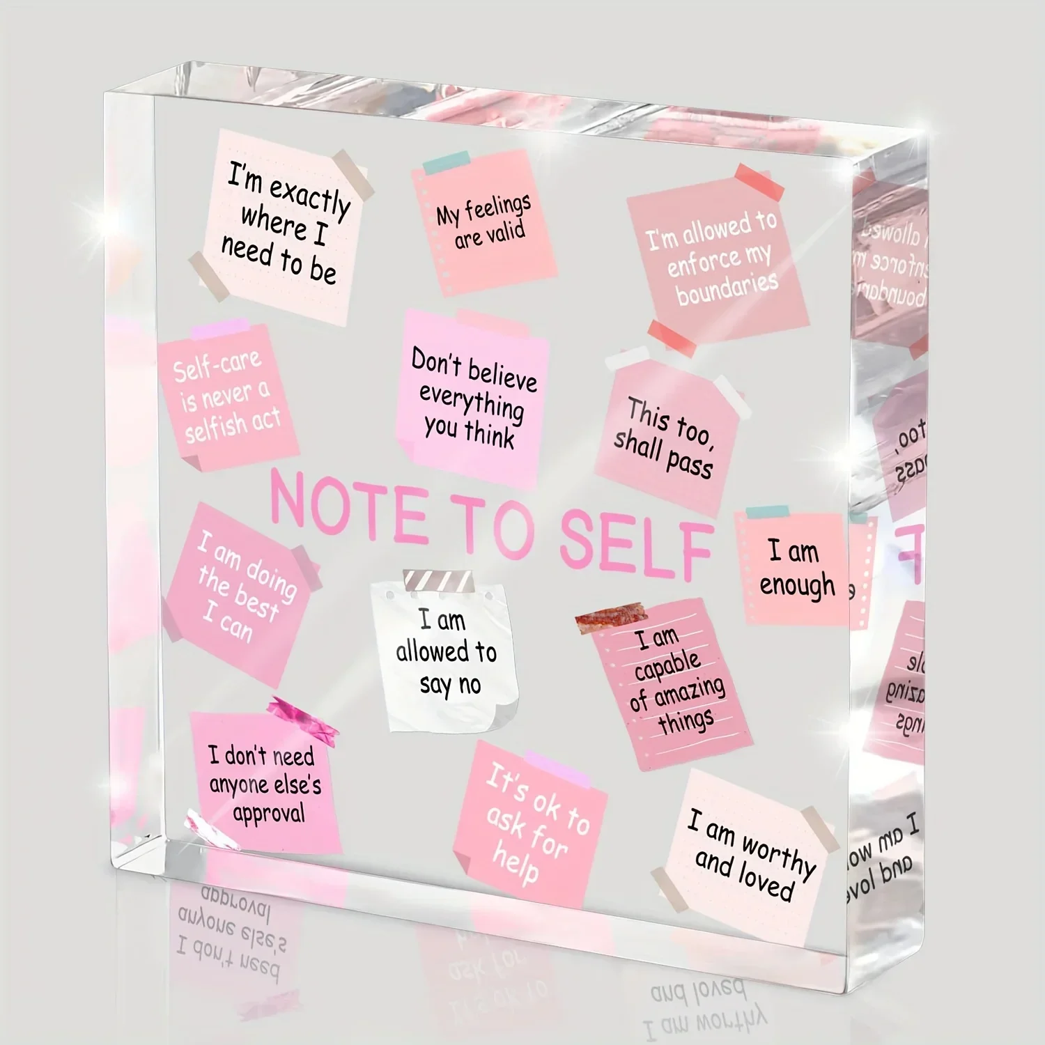 2D， Pink Inspirational Quotes Acrylic Desktop Decoration, Suitable for Homes, Living Rooms, Offices, Study Rooms, Rooms, Gifts