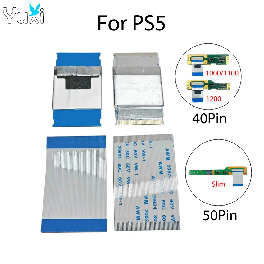 YuXi 1 Stück für PS5 Motherboard USB-Anschlusskabel Seitenplatine Flexkabel 40Pin 50Pin für 1000/11000/1200 Slim Konsole