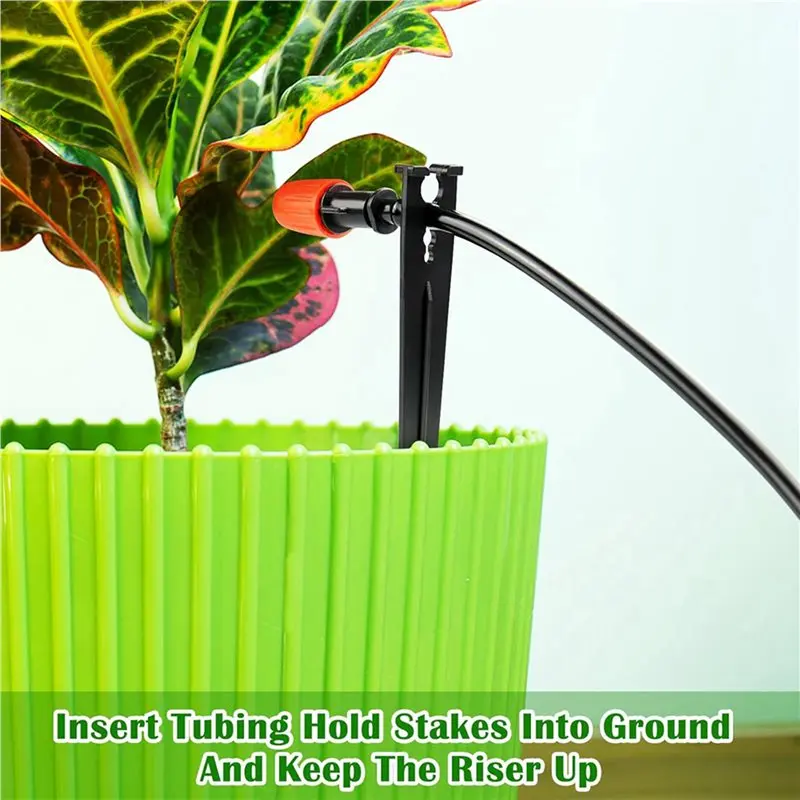 A25F-200 Pcs Drip Irrigation Support Stakes For 1/4 Inch Tubing: 1/4 Inch Drip Tube Holder Stakes For Irrigation Hose Emitter