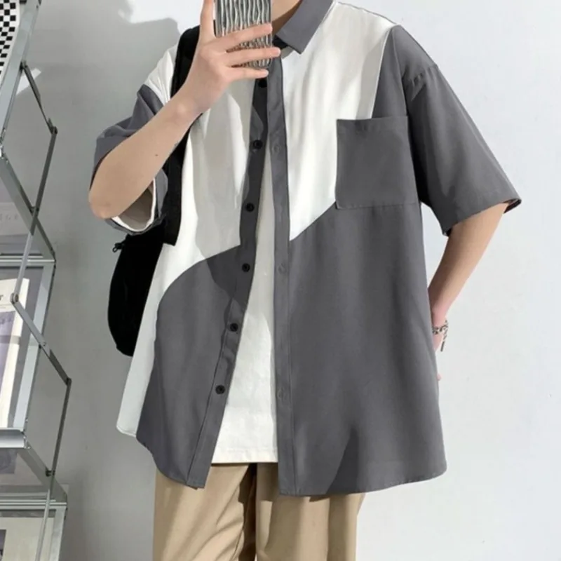 

Летний мужской комплект из 3 предметов с короткими рукавами, рубашка в гонконгском стиле, модный, красивый, универсальный наряд