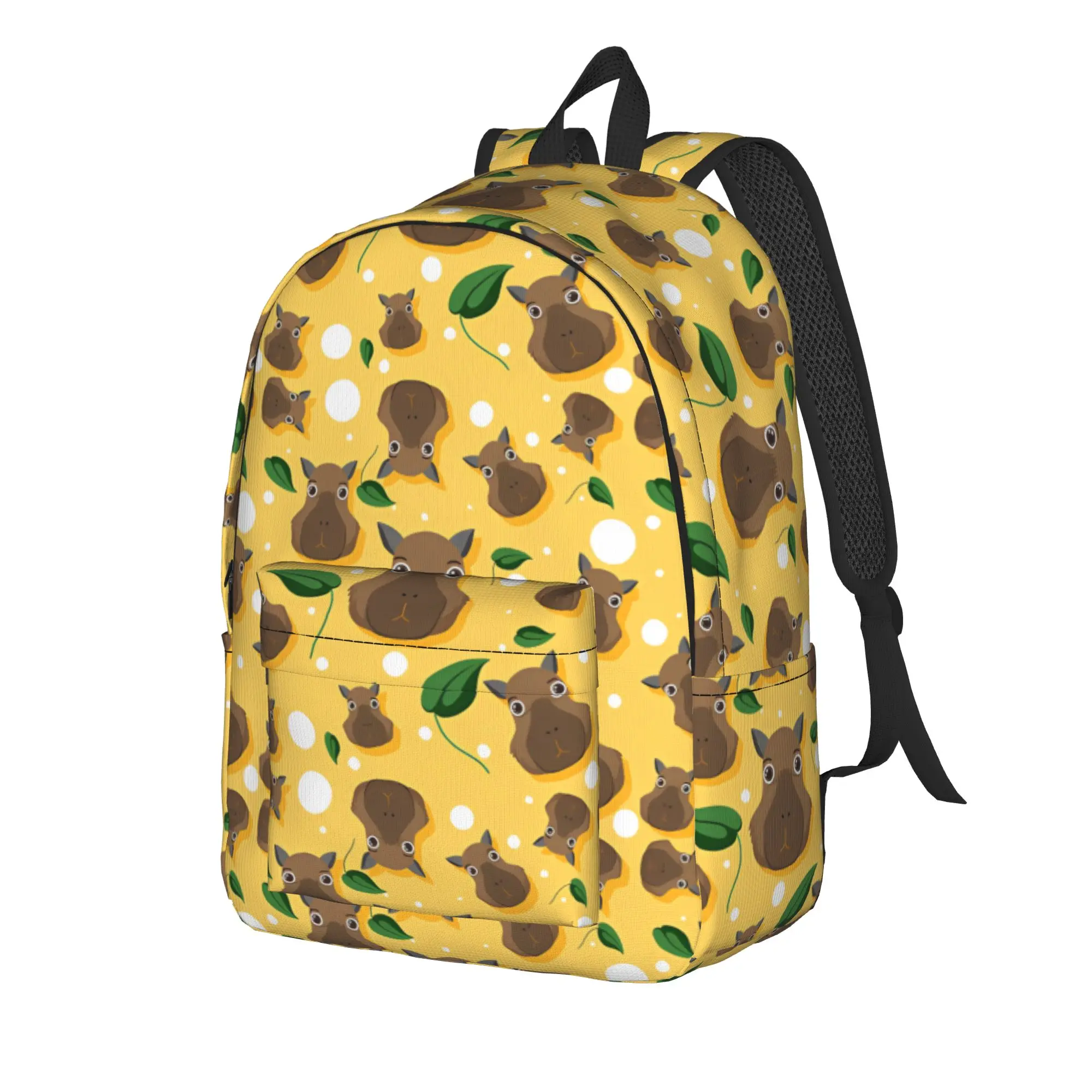 Yellow Capybara Pattern Backpack  Outdoor Backpacks Men Kawaii School Bags Design Durable Rucksack