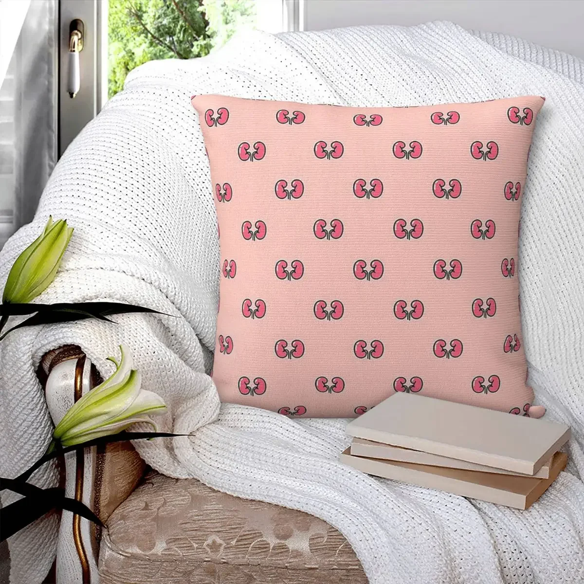 

Kidneys Seamless Doodle Pattern, Vector Illustration Square Pillowcase Pillow Cover Decor Comfort Throw Pillow for Home Car