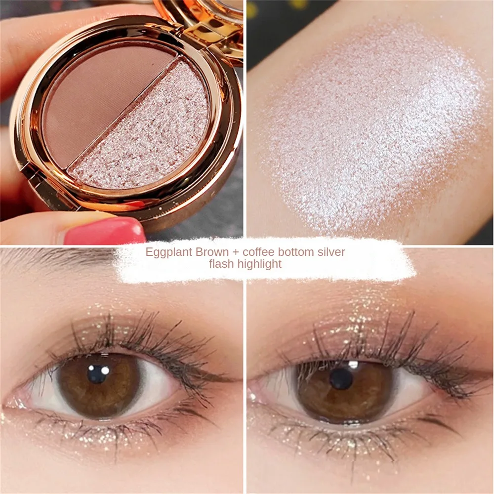 لوحة ظلال عيون محمولة مقاومة للماء ، ظلال عيون صغيرة ، ألماس لؤلؤي ، صبغة عيون لامعة ، مكياج يدوم طويلاً ، لونين ، مستحضرات تجميل