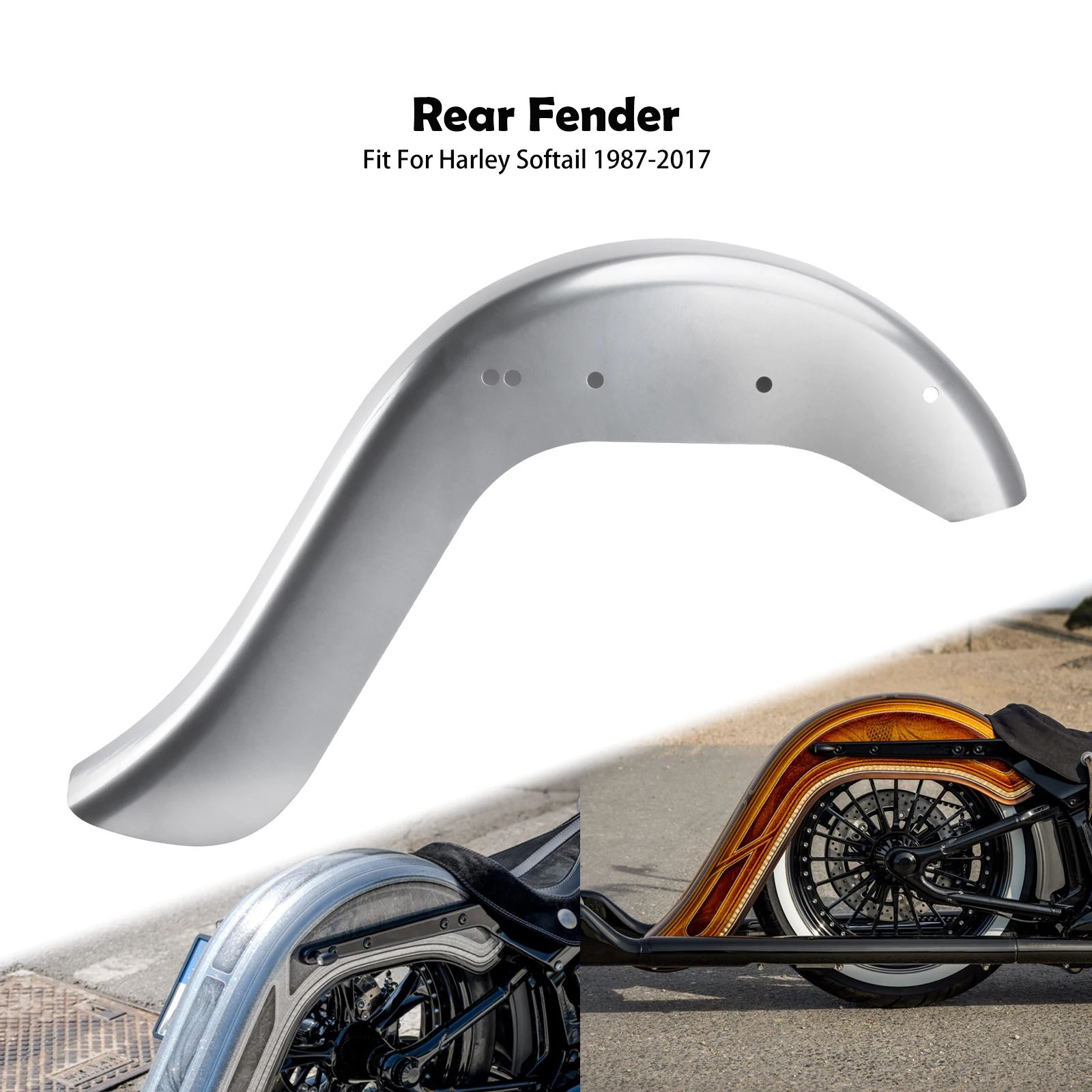 Motorrad-Heckfender, 6 Zoll verlängerter Kotflügel, unlackierte Abdeckung für Harley Softail Fat Boy Low Rider Breakout Street 1986–2017