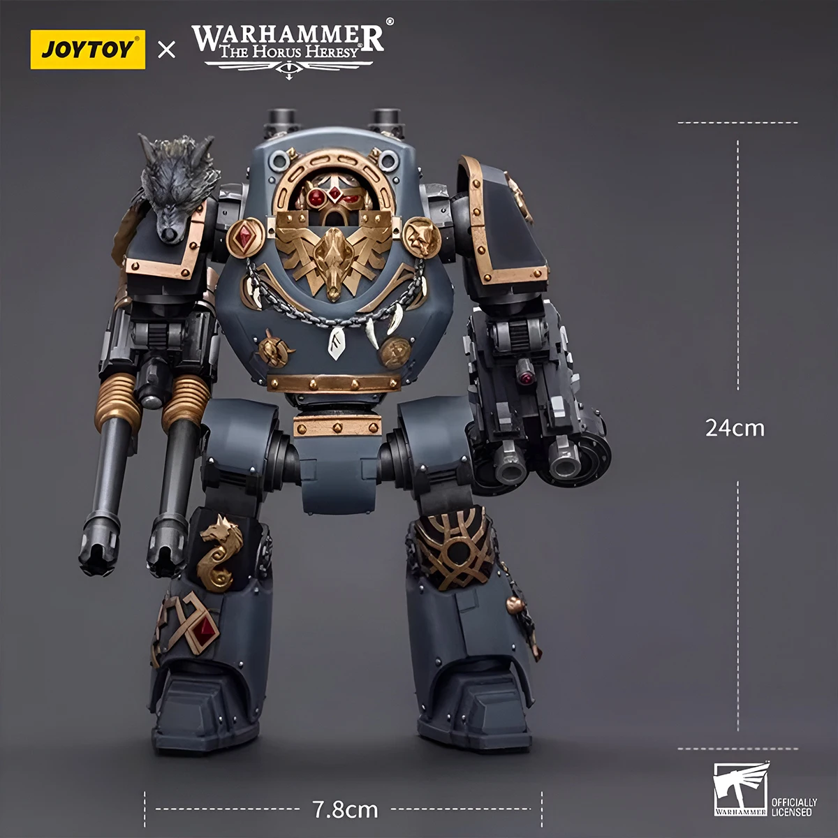 JOYTOY Warhammer Space Wolves figura de acción Contemptor Dreadnought con Gravis Bolt Cannon Joint modelo móvil Anime estatua Juguetes